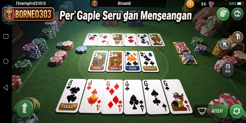 Gameplay seru Gaple di BORNEO303 dengan teman.