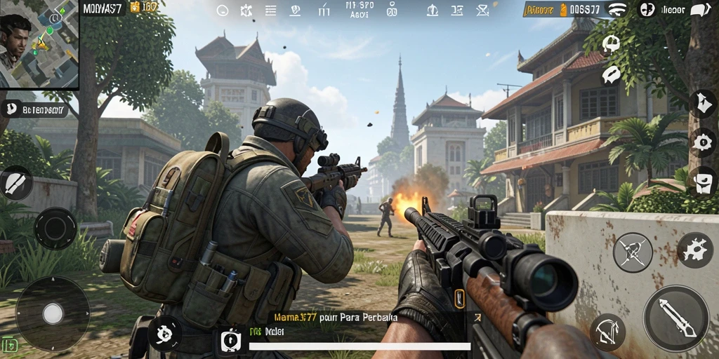 Screenshot permainan FPS dengan aksi menegangkan dan grafis tajam.